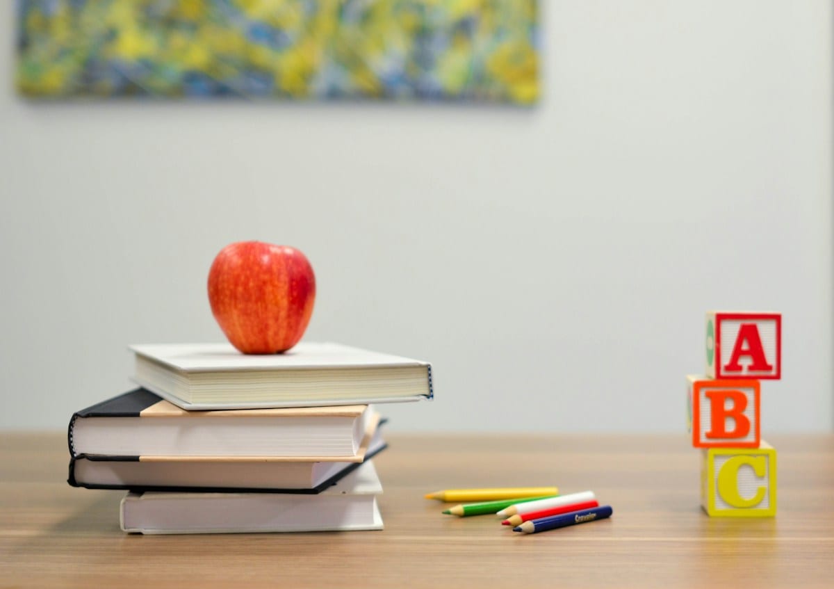 Books and classroom materials prepared for a school day